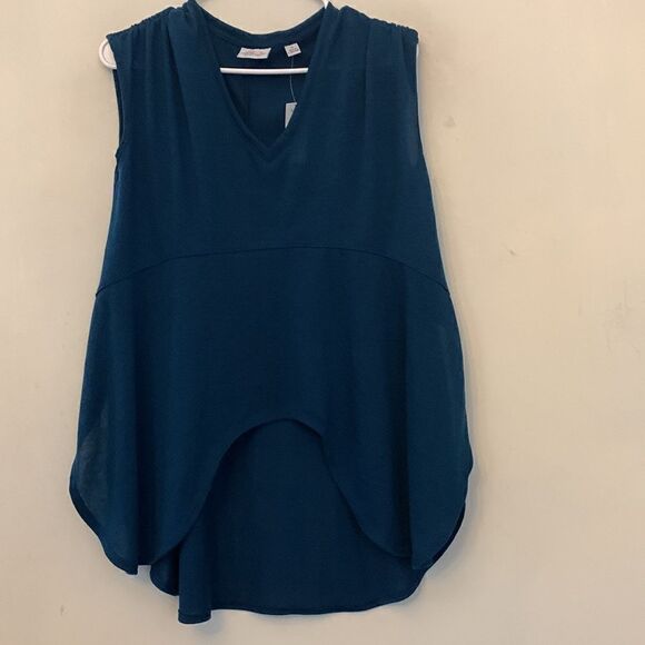 Sweet Pea for New York and Co teal sleeveless maternity blouse Size XS NWT - Picture 2 of 7